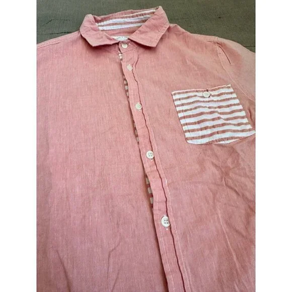 Threads 4 Thought Mens Organic Cotton Short Sleeve Button-Up Shirt With Striped - Picture 5 of 6